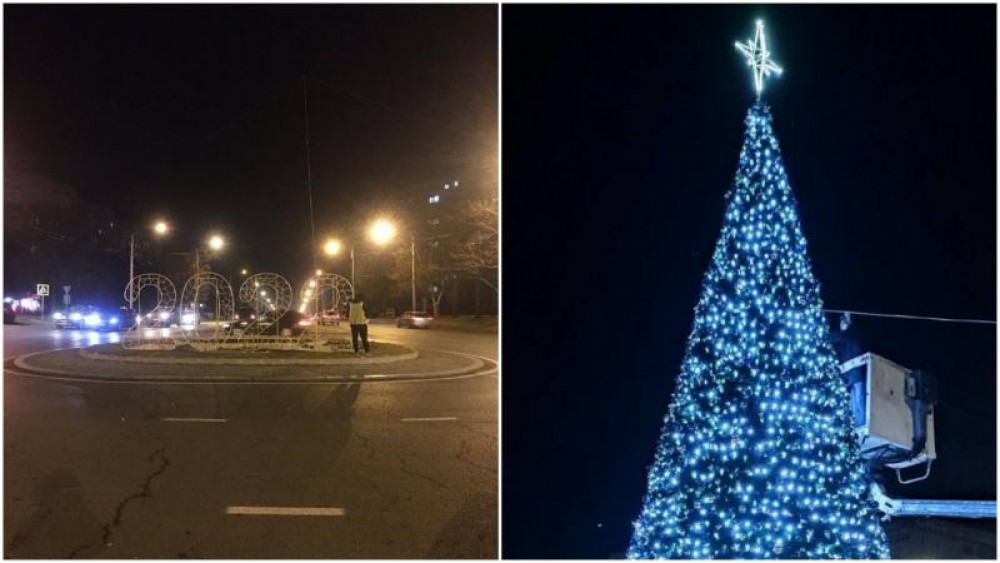 FOTO // Chișinăul îmbracă straiele pentru sărbătorile de iarnă. Brazi, luminițe și decorațiuni instalate în capitală